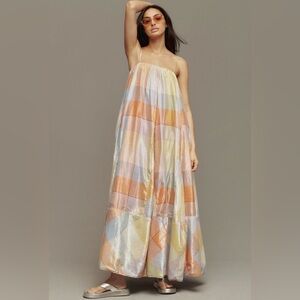 Anthropologie Pastel Multicolor Strapless Maxi Dress